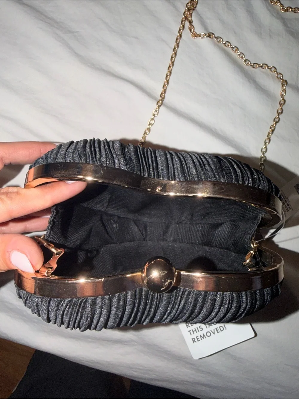 ASOS Black Heart Crossbody Bag with Gold Chain Strap